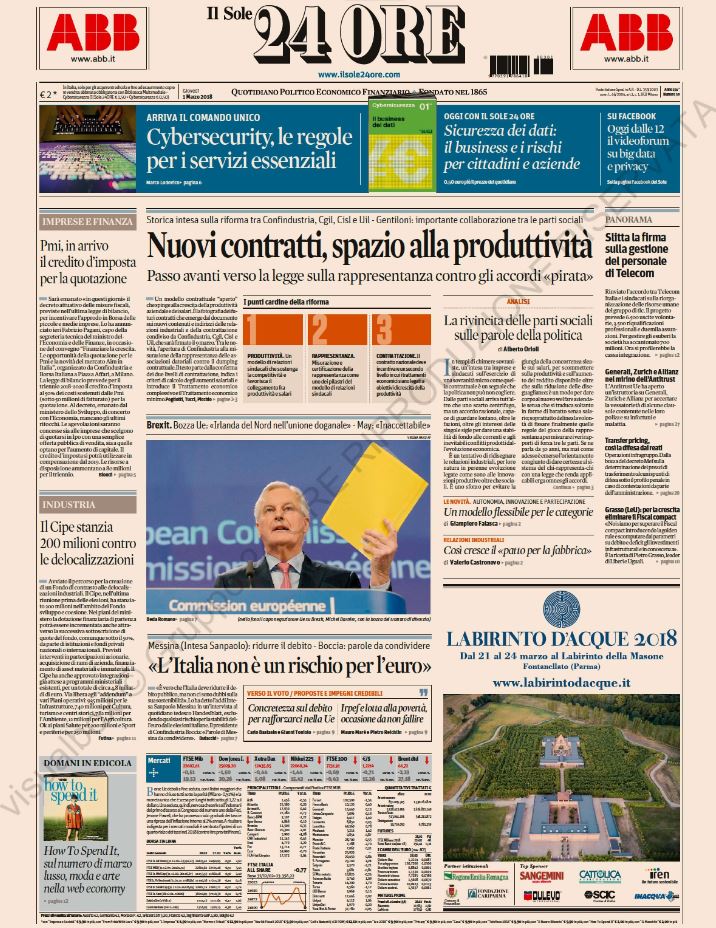 Il Sole24Ore 01.03.2018 cover